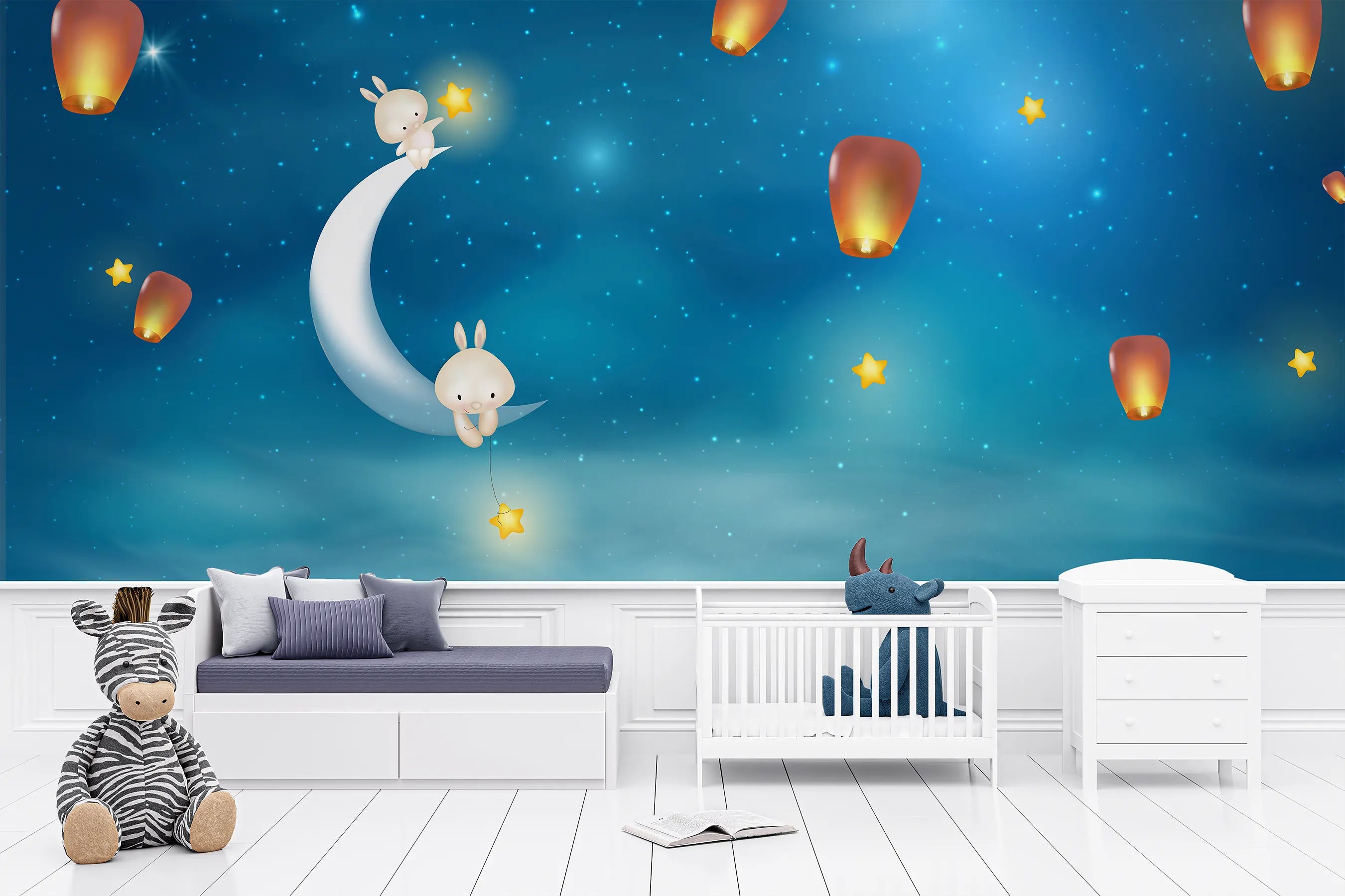 Moon & Stars Night Nursery Wallpaper