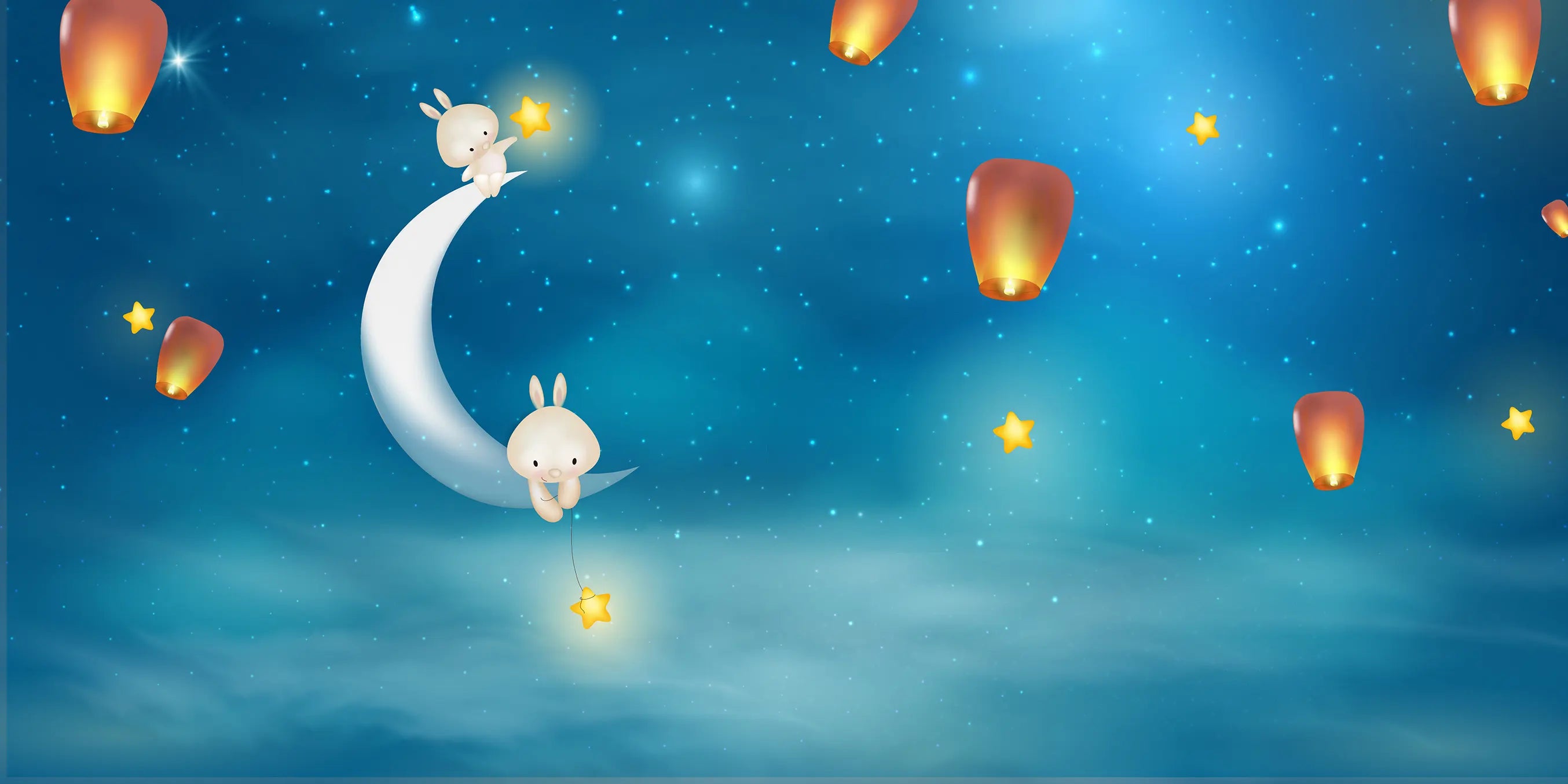 Moon & Stars Night Nursery Wallpaper