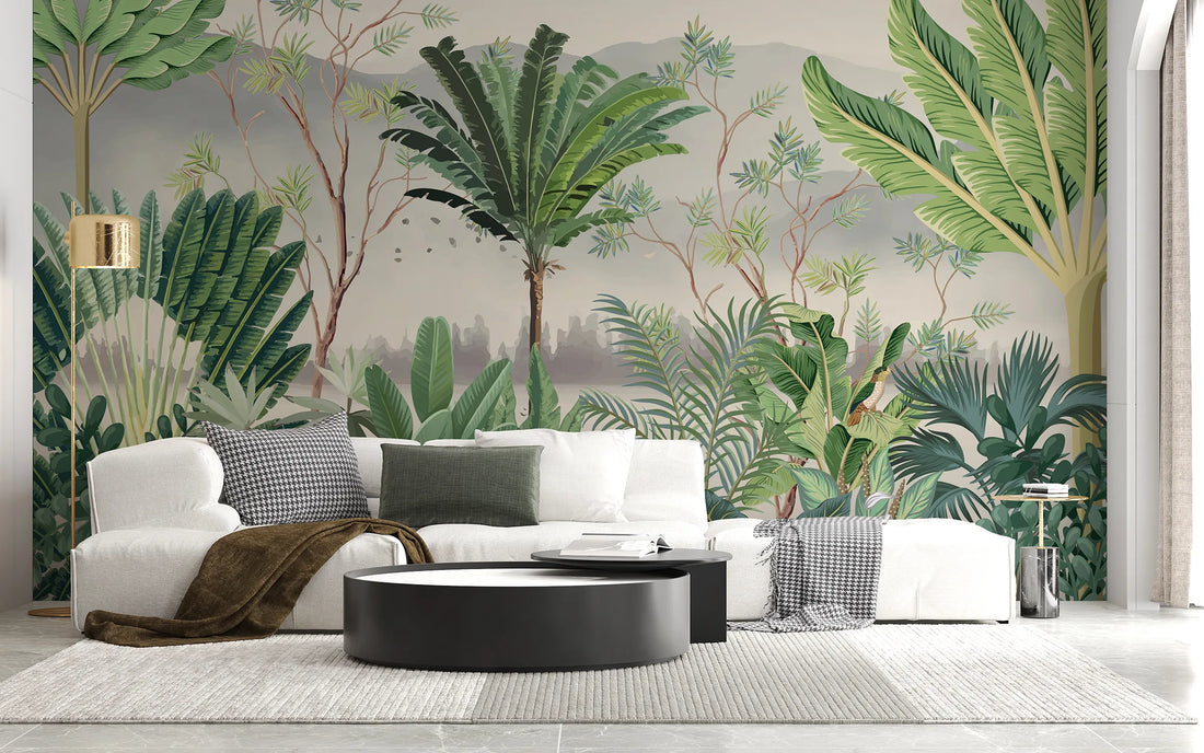 Tropical palm wallpaper for living room – QuirkyLooks.in
