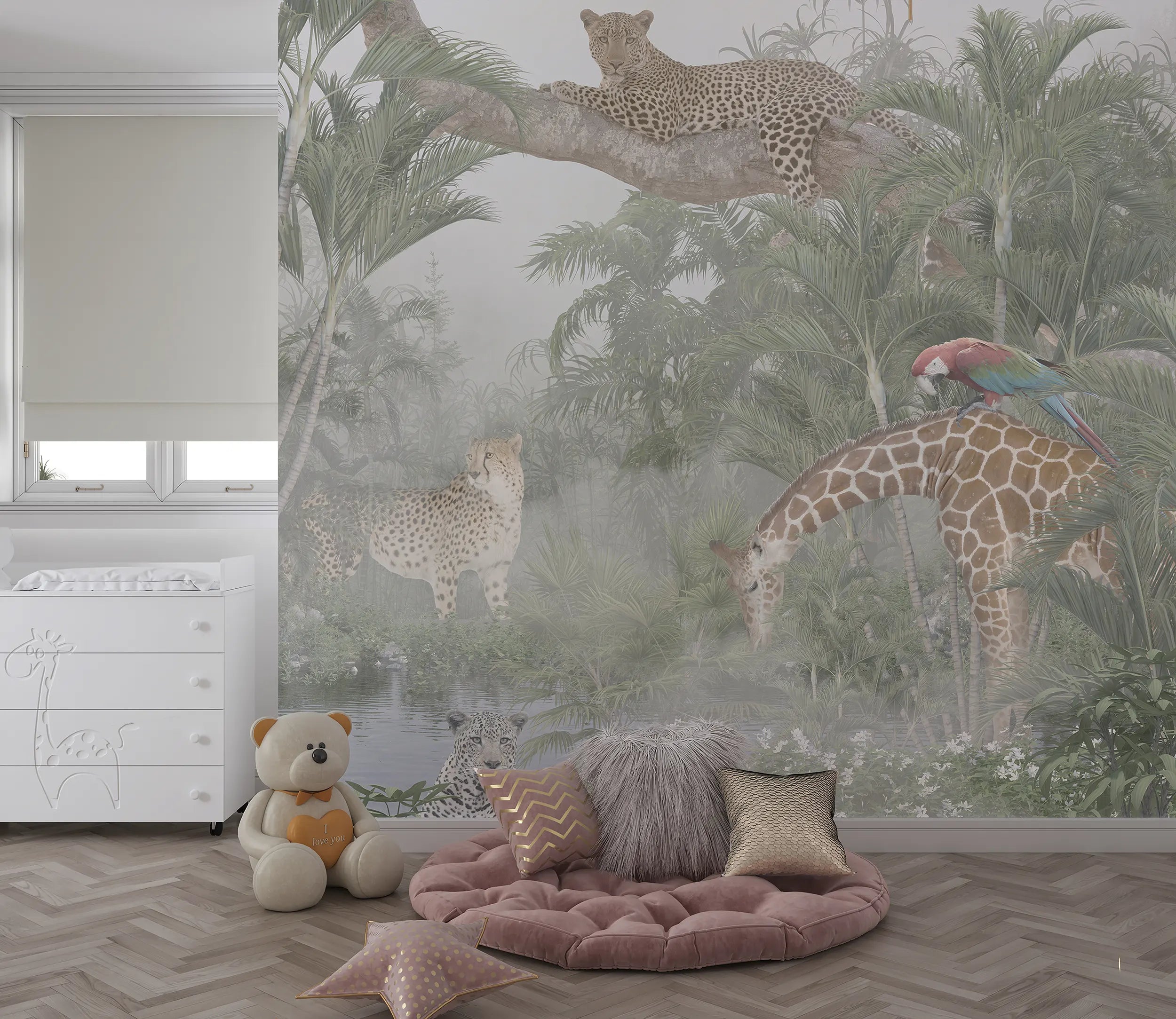 Safari Snuggles Nursery Mural