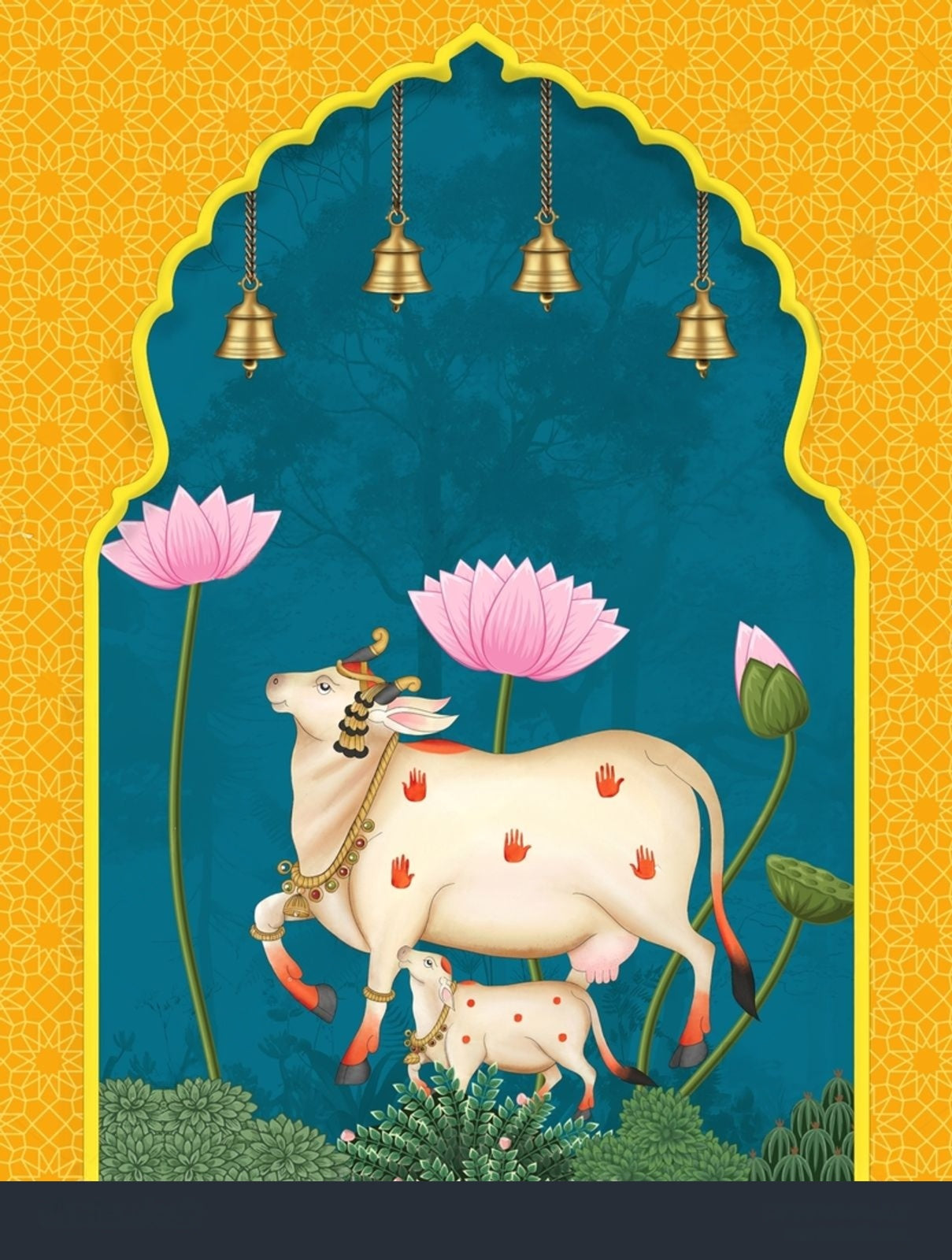 Colorful Lotus Arch Harmony Pichwai by Quirky Looks featuring intricate traditional Indian textile art and vibrant floral patterns.