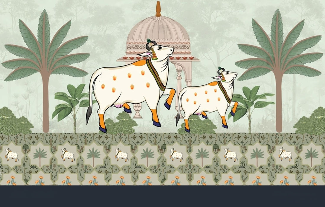 Colorful Forest Temple Calm Pichwai from Quirky Looks featuring intricate traditional Indian textile art with vibrant patterns and motifs.