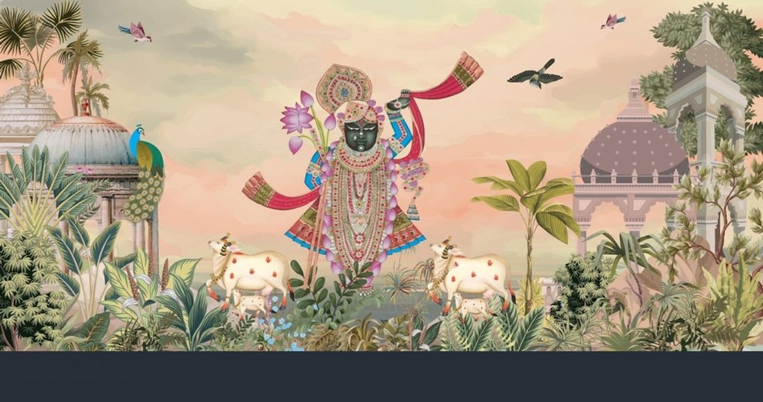 Royal Shrinathji Pichwai artwork by Quirky Looks, featuring intricate traditional Indian painting of Lord Krishna on fabric.