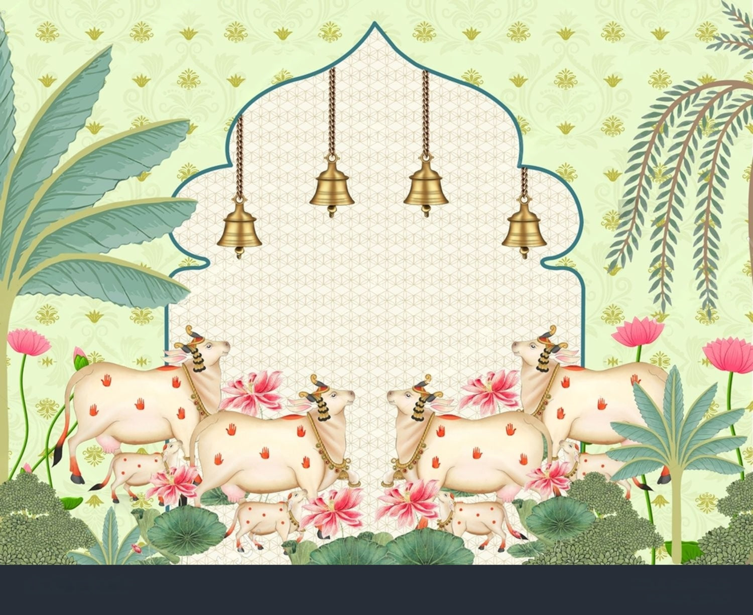 Colorful Tropical Harmony Pichwai textile artwork by Quirky Looks, featuring intricate traditional Indian design and vibrant floral motifs.