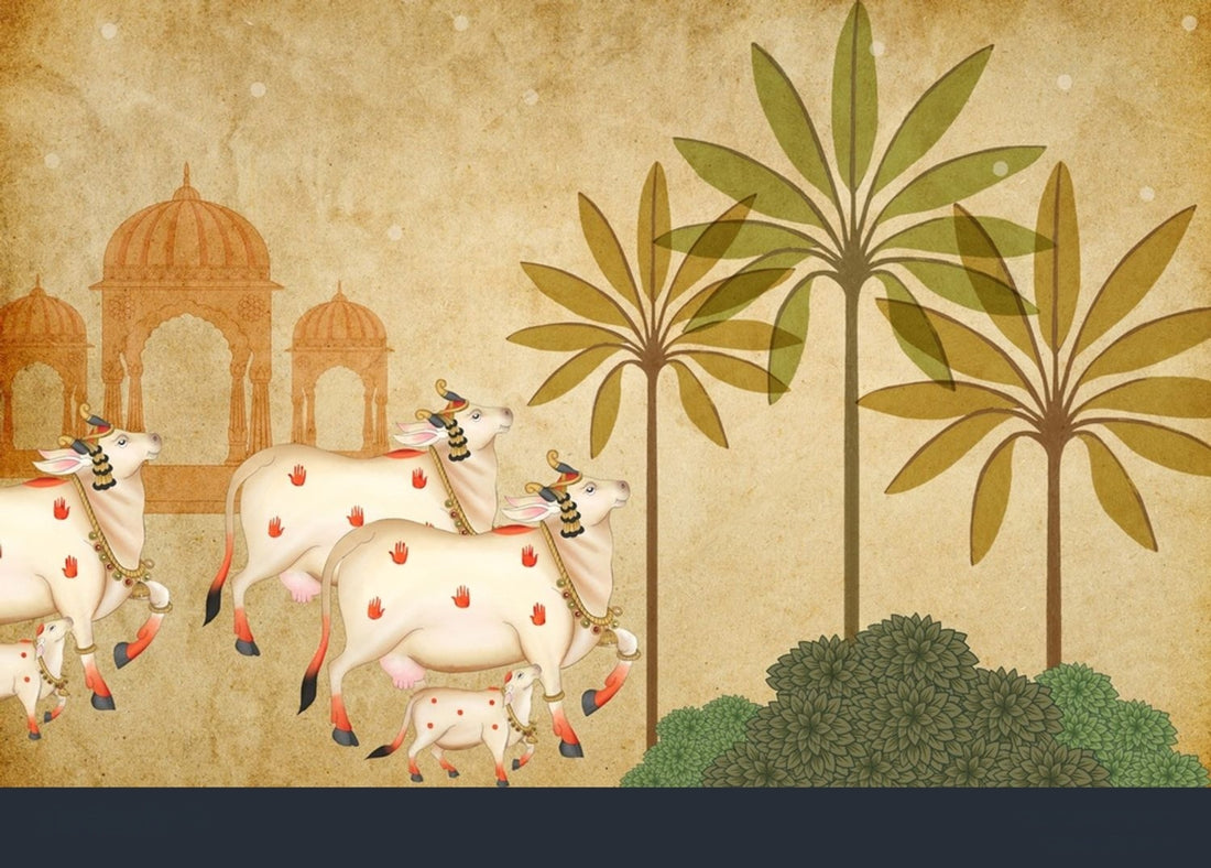 Golden Arch Serenity Pichwai by Quirky Looks featuring intricate traditional Indian textile art with vibrant gold accents.