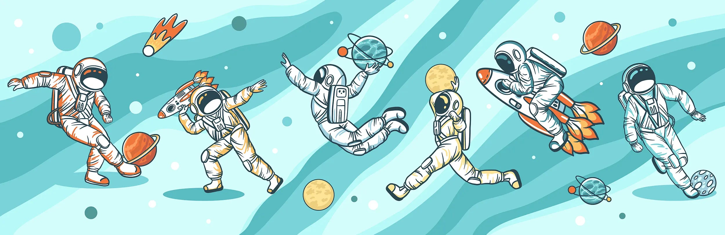 Floating Astronaut Adventure Kids Wallpaper