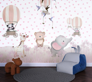 Blush Balloon Safari Wallpaper