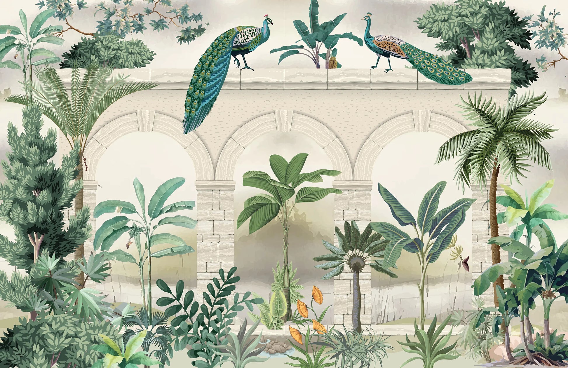 Peacocks and tropical greenery - Quirky Looks