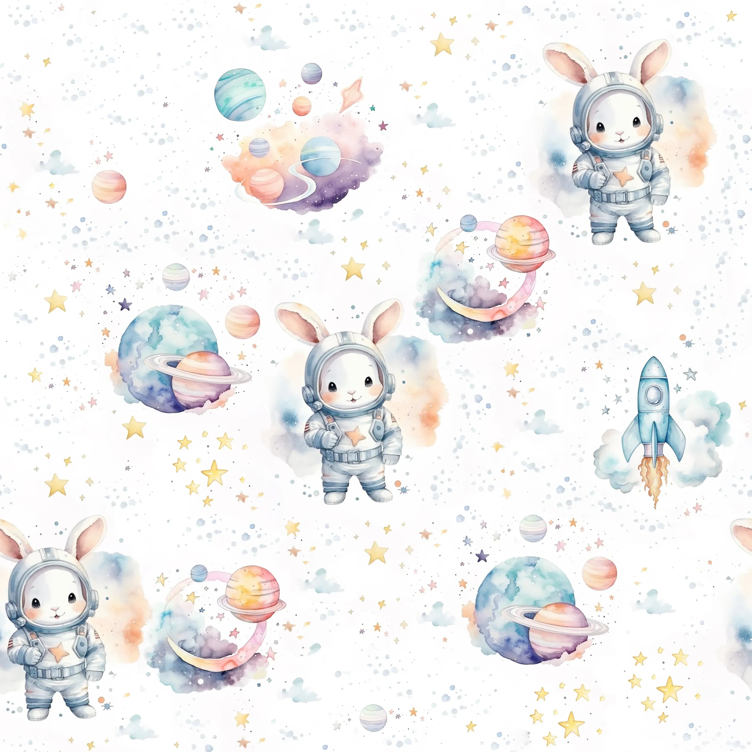 Space Explorer Bunny Wallpaper