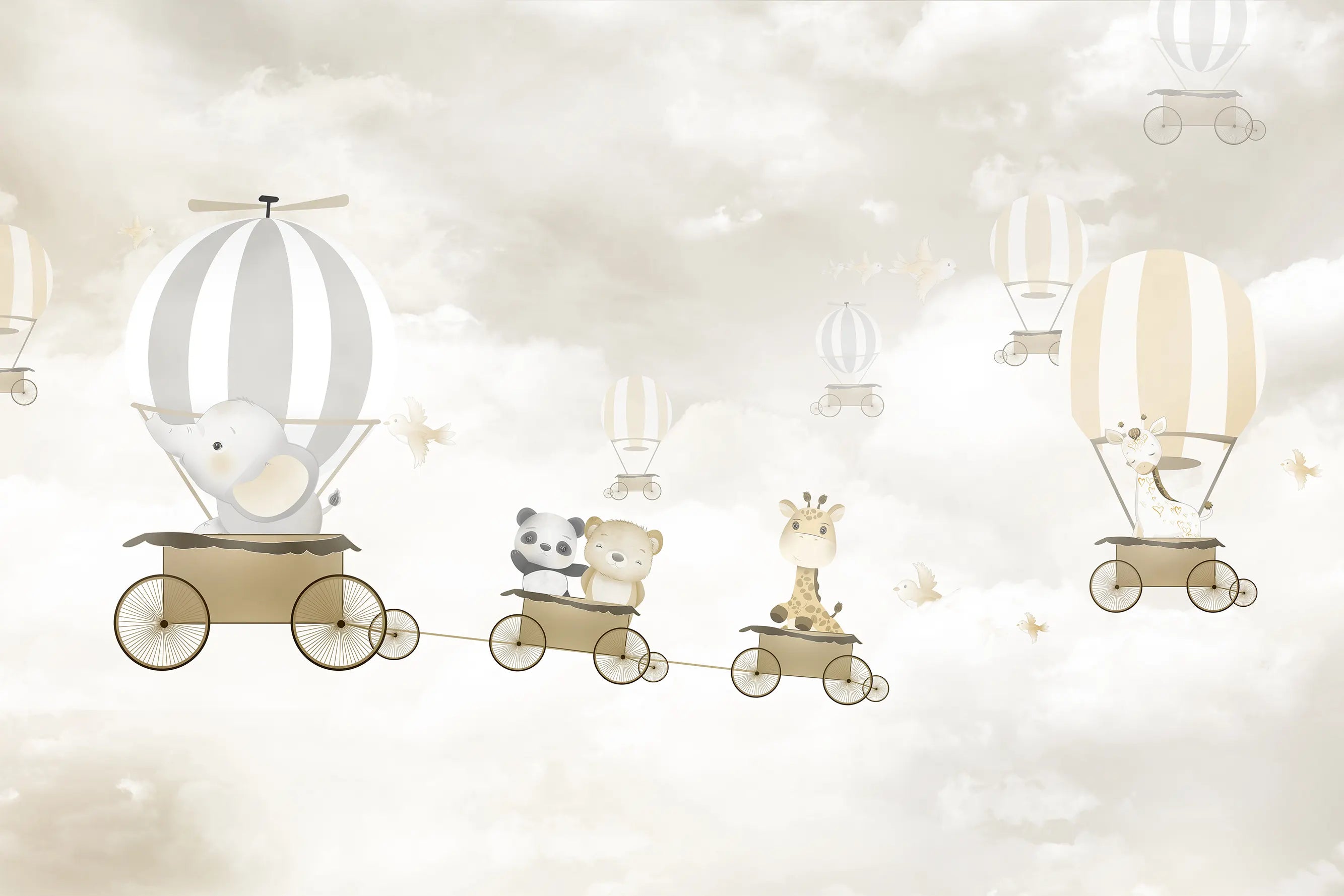 Balloon Ride Baby Safari Wallpaper