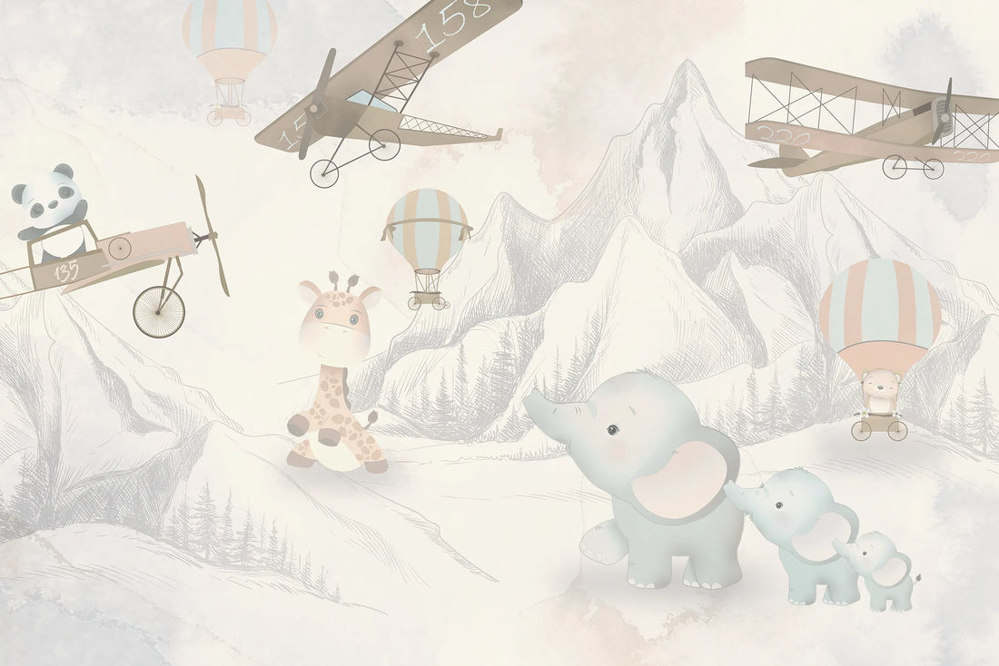 Vintage mountains Sky Safari Wallpaper