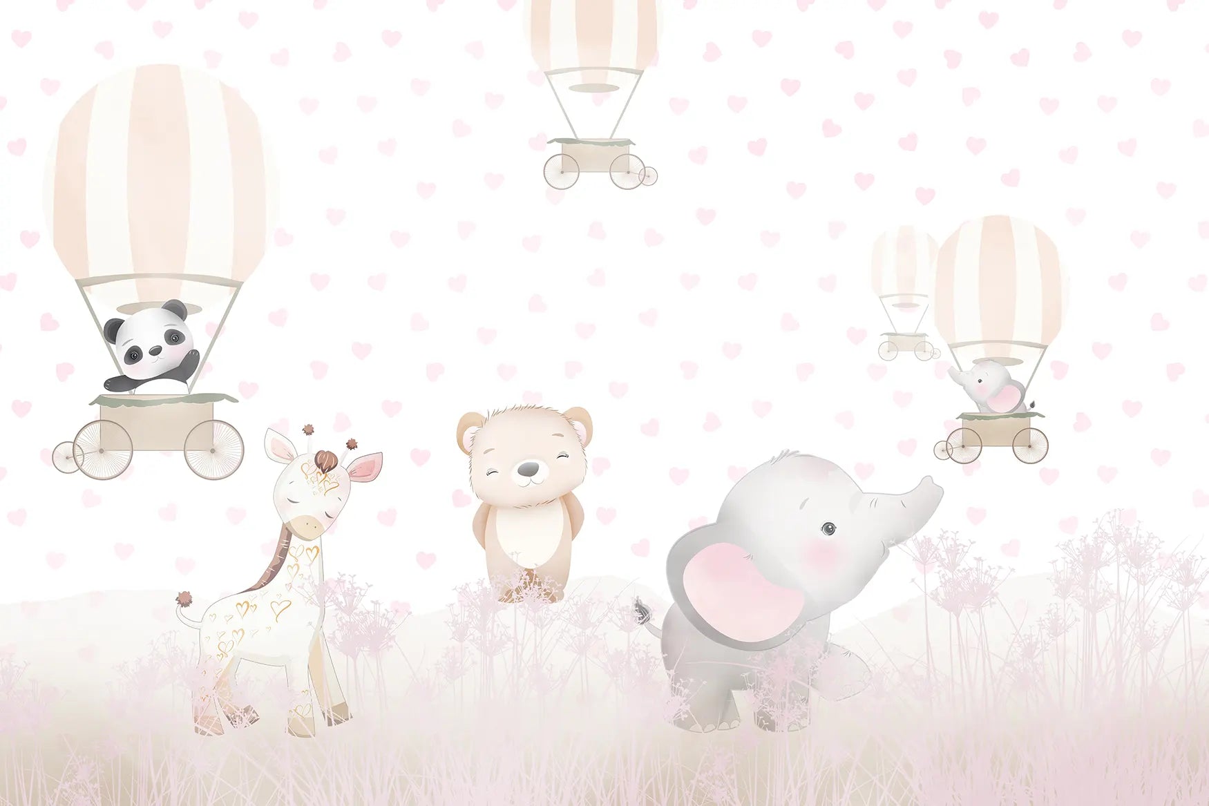 Blush Balloon Safari Wallpaper