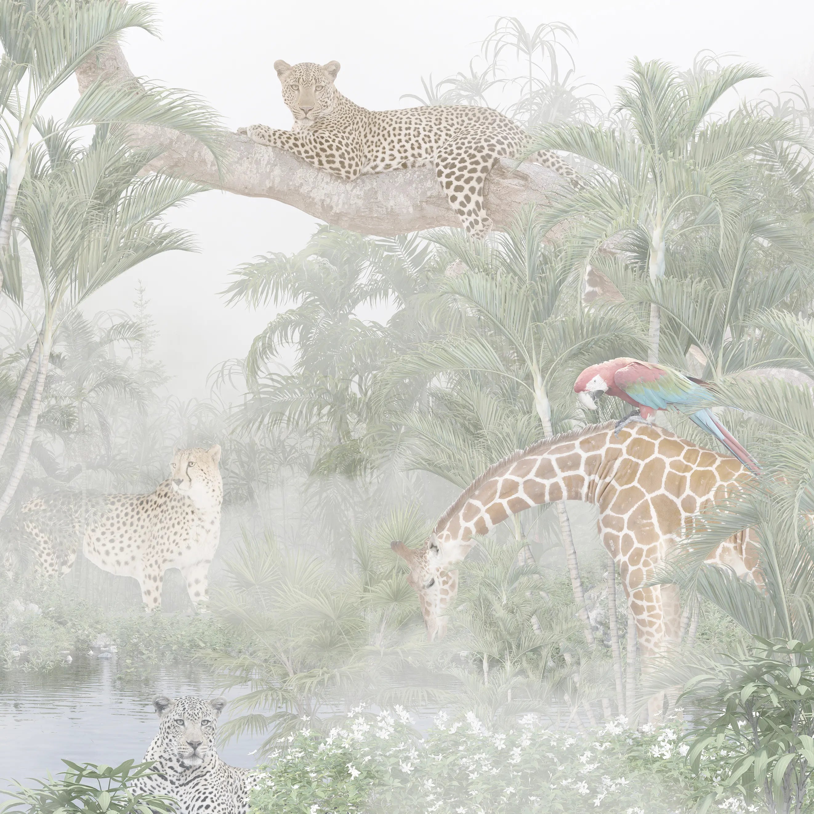 Safari Snuggles Nursery Mural