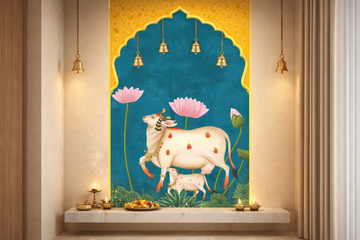 Intricate Lotus Arch Harmony Pichwai by Quirky Looks showcasing traditional Indian textile art with detailed floral motifs.