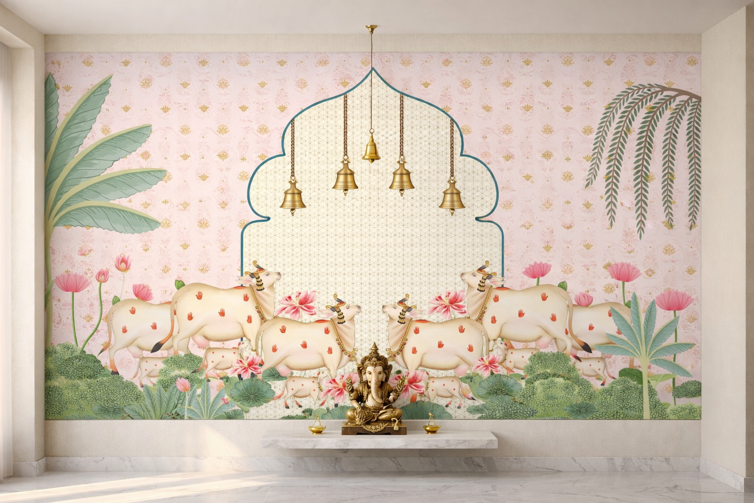 Intricate Divine Arch Pichwai artwork by Quirky Looks featuring detailed traditional Indian motifs and vibrant colors.