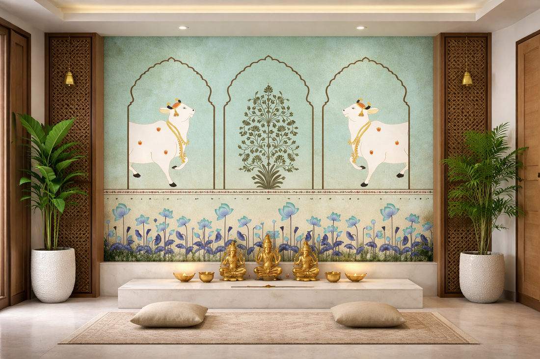 Intricate Lotus & Arches Harmony Pichwai by Quirky Looks, featuring detailed traditional Indian textile art with vibrant colors.