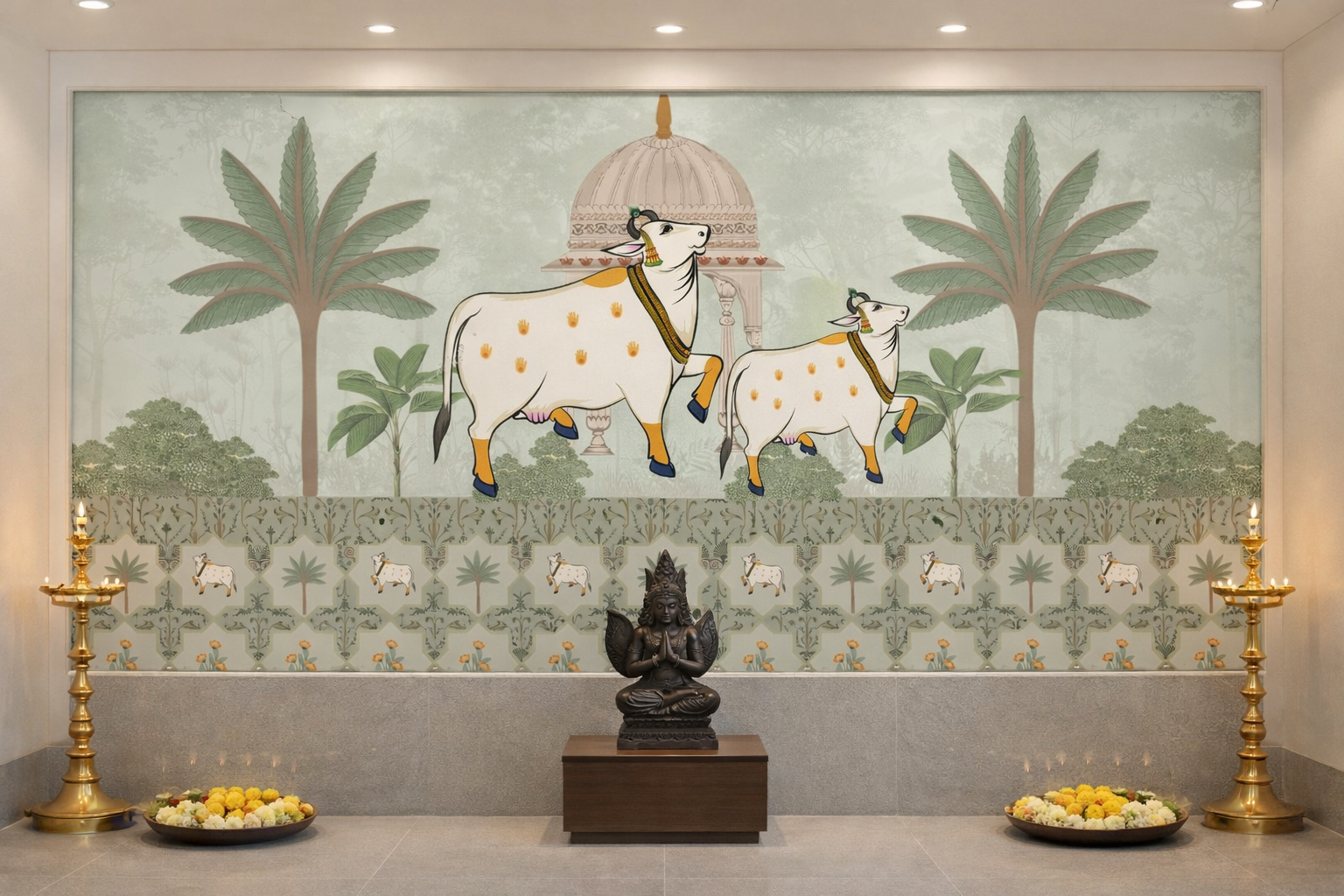 Colorful Forest Temple Calm Pichwai from Quirky Looks featuring intricate traditional Indian textile art with vibrant patterns and motifs.